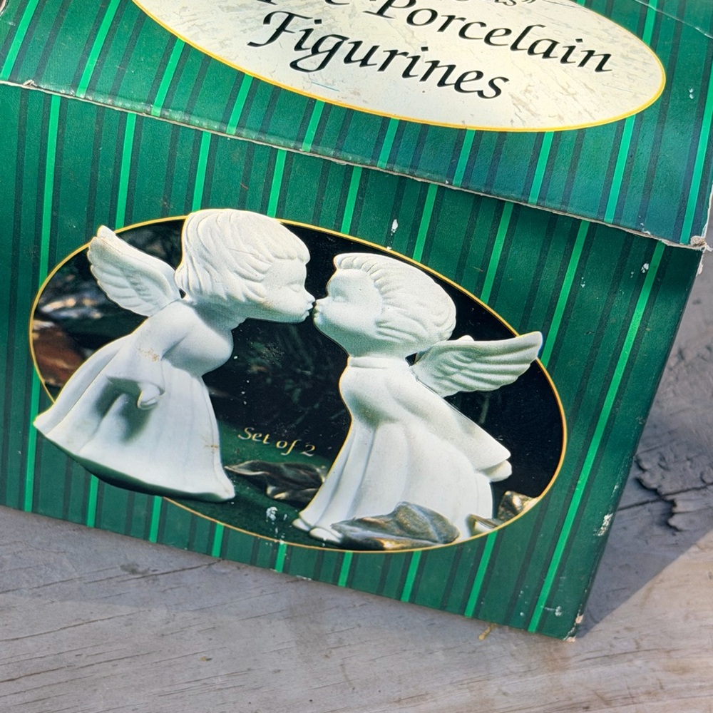 Kissing Angels Bisque Porcelain Figurines Set‎ of 2 by Giftco